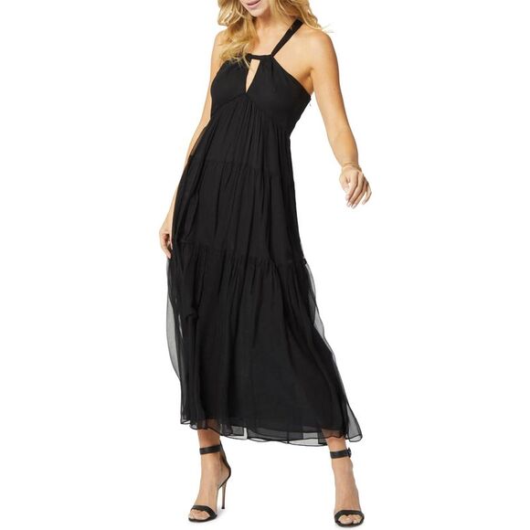 Joie Dresses & Skirts - Joie Womens Marcy Cutout Tiered Silk Halter Dress Small Caviar - NWT $481